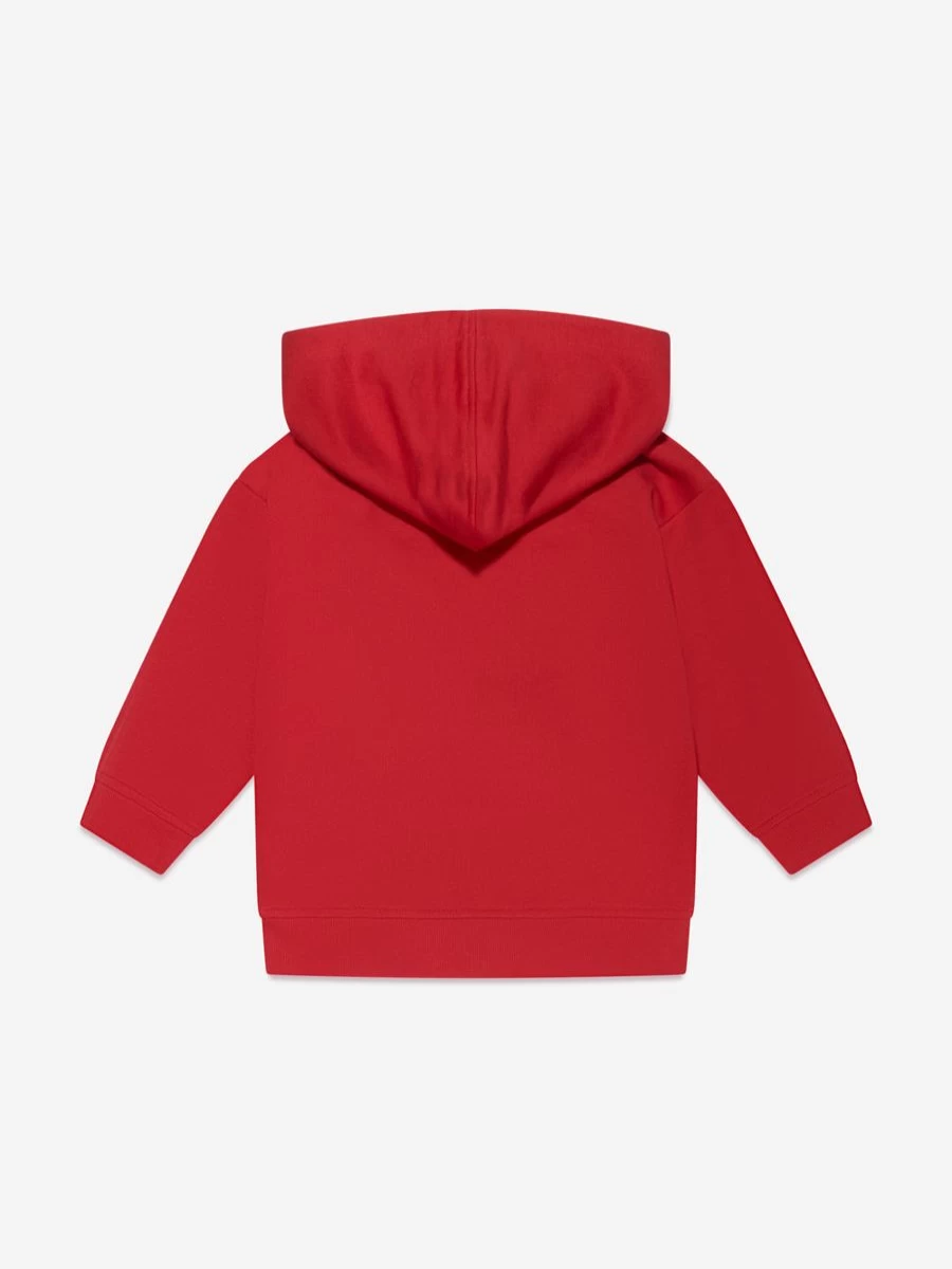 Emporio Armani Boys Red Zip-Up Hoodie with Front Pockets