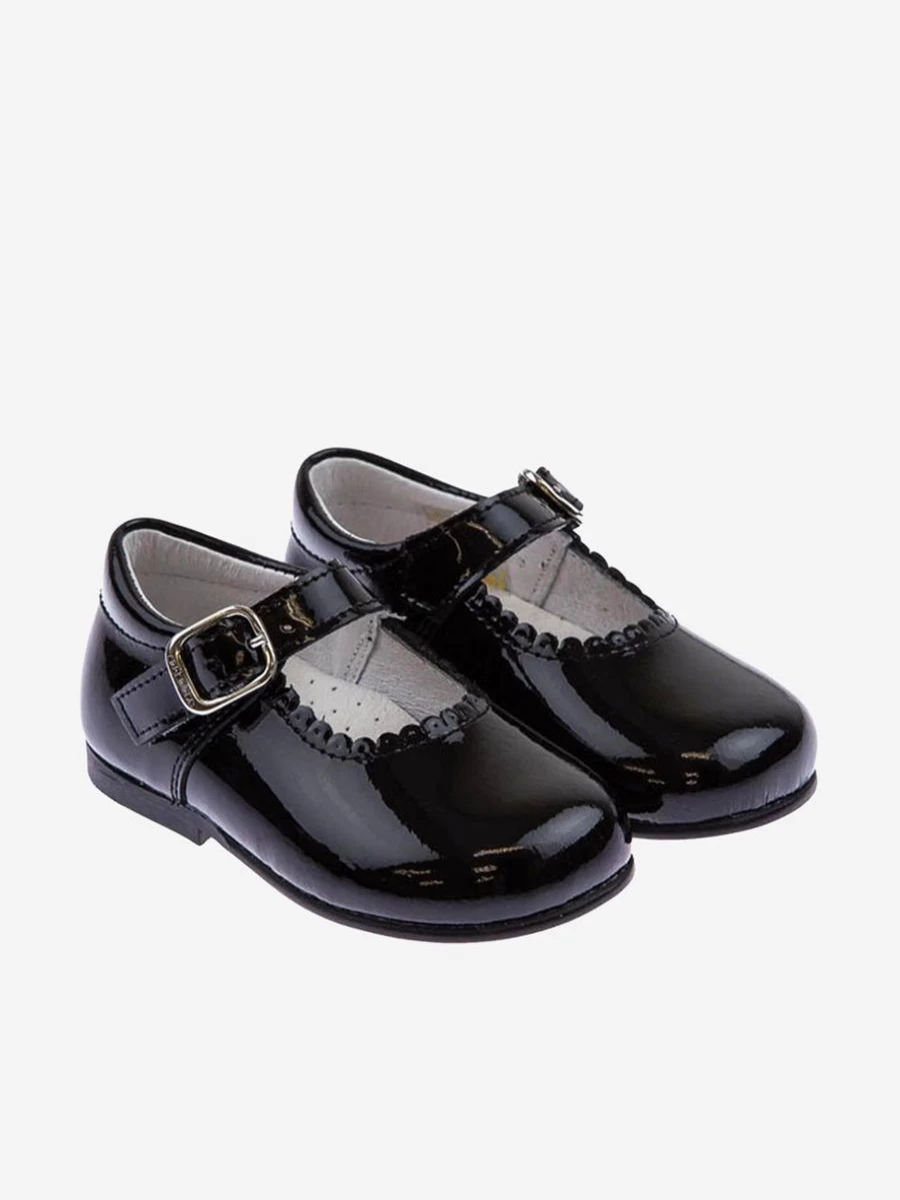 Andanines Baby Girls Mary Jane Shoes with Scalloped Edge - Comfortable & Stylish First Walkers