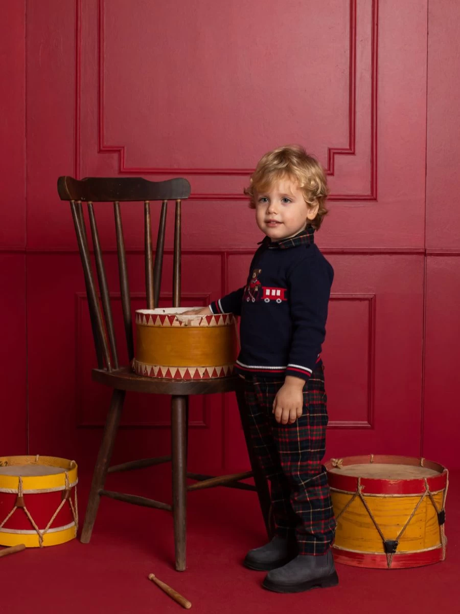 Patachou Boys Navy Wool Knitted Jumper - Premium Kids Sweater
