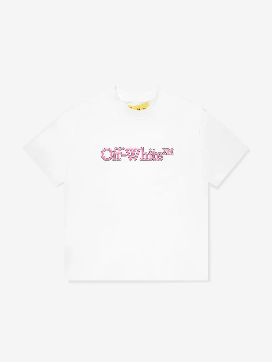 Off-White Girls Big Bookish Graphic White T-Shirt