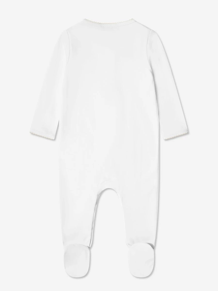 Magnolia Baby Boys Vintage Duckies Embroidered White Babygrow - Classic Ducky Design