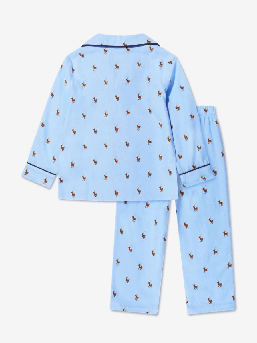 Ralph Lauren Kids Boys Blue Logo Printed Pyjama Set - Comfortable Cotton Pajamas for Boys