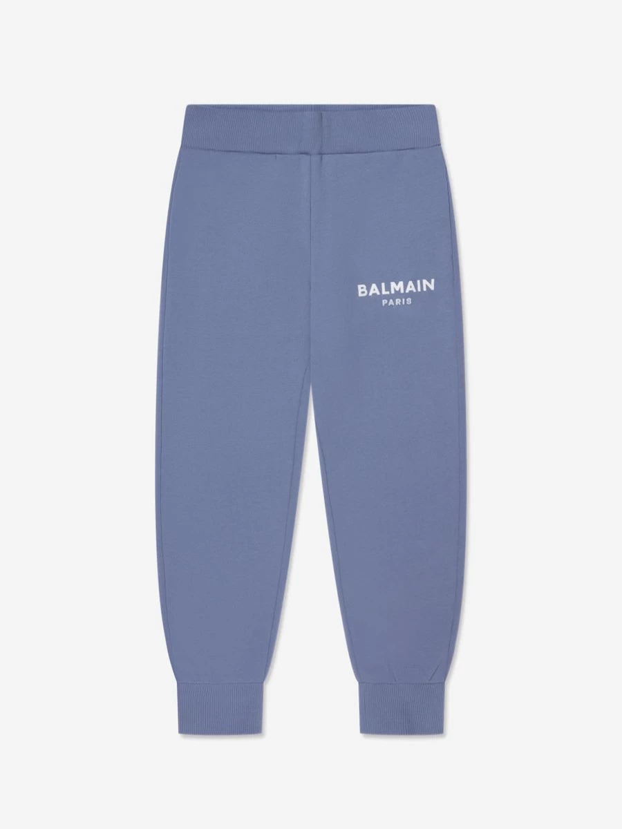 Balmain Boys' Blue Logo Joggers - Premium Cotton Athletic Pants for Kids