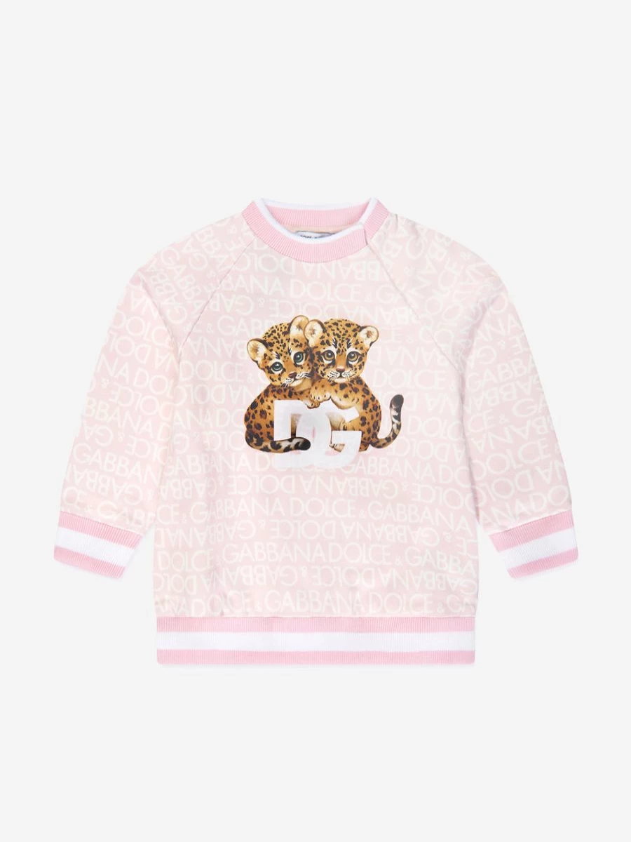 Dolce & Gabbana Kids Baby Girls Pink Leopard Print Sweatshirt