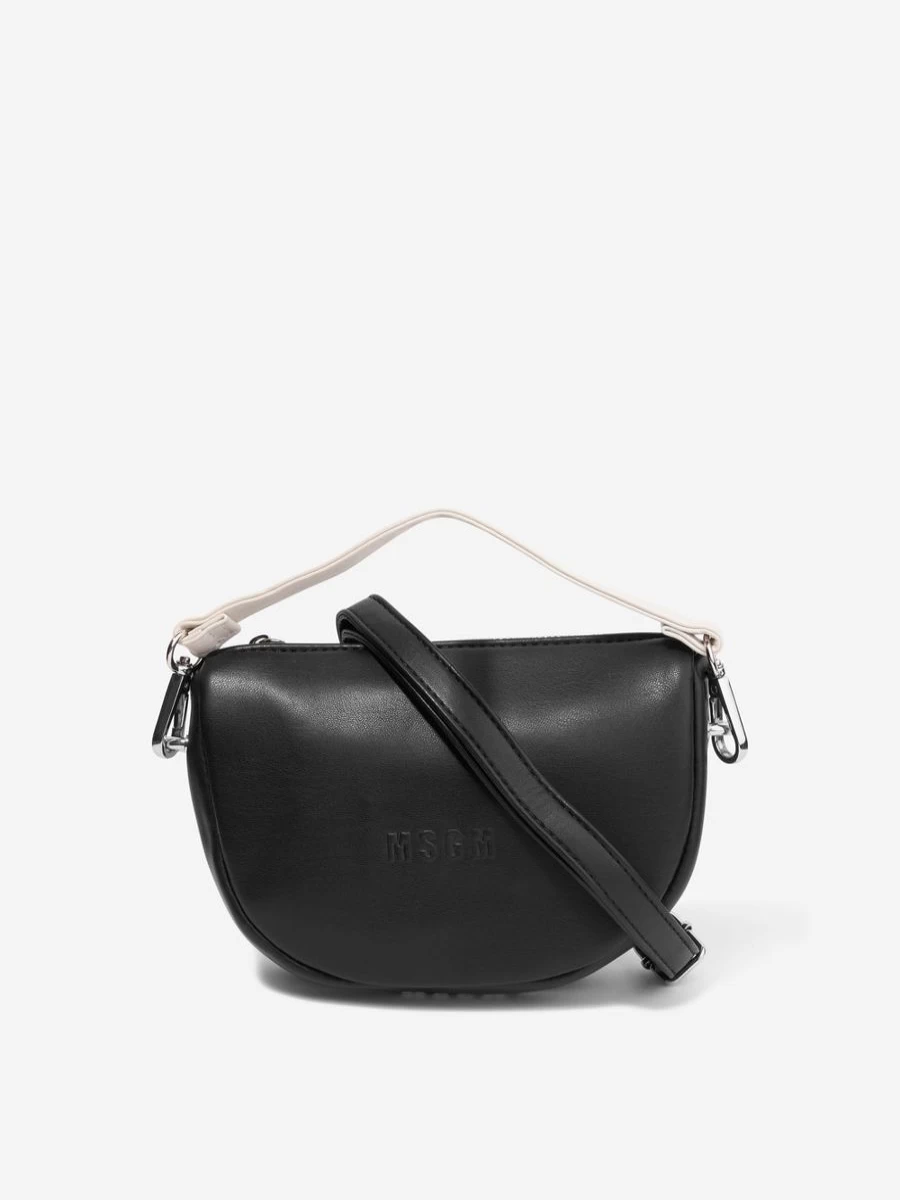 MSGM Black Eco-Leather Shoulder Bag for Girls - Stylish & Sustainable