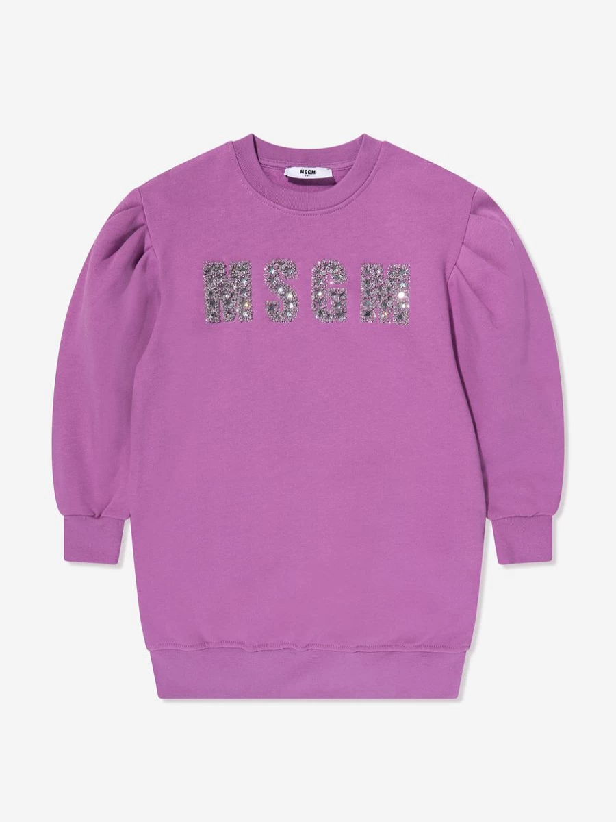 MSGM Teen Girls Purple Logo Sweater Dress
