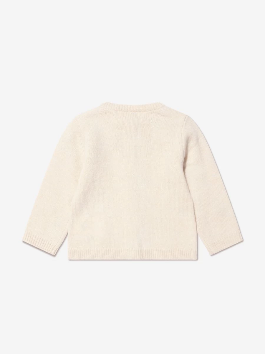 Bonpoint Ivory Wool Cardigan for Baby Girls – Soft & Cozy Telnie Knit Sweater