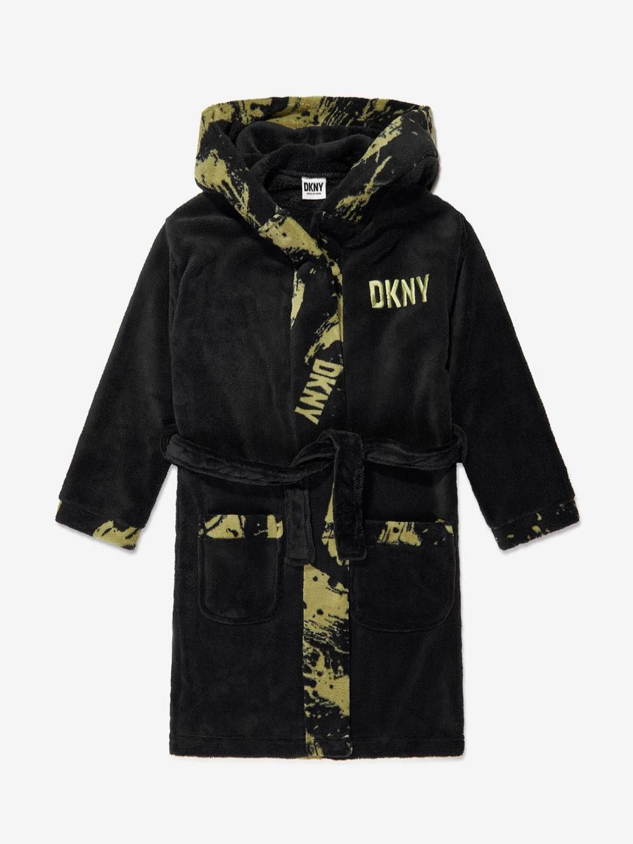 DKNY Boys Black Bathrobe - Soft & Comfortable Kids Robe