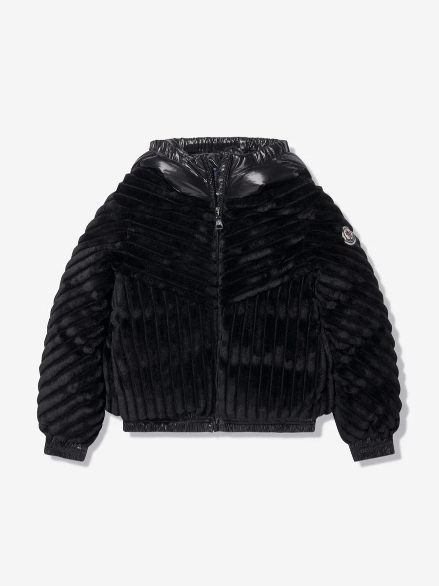 Moncler Enfant Black Down Puffer Jacket for Teen Girls - Warm Winter Coat