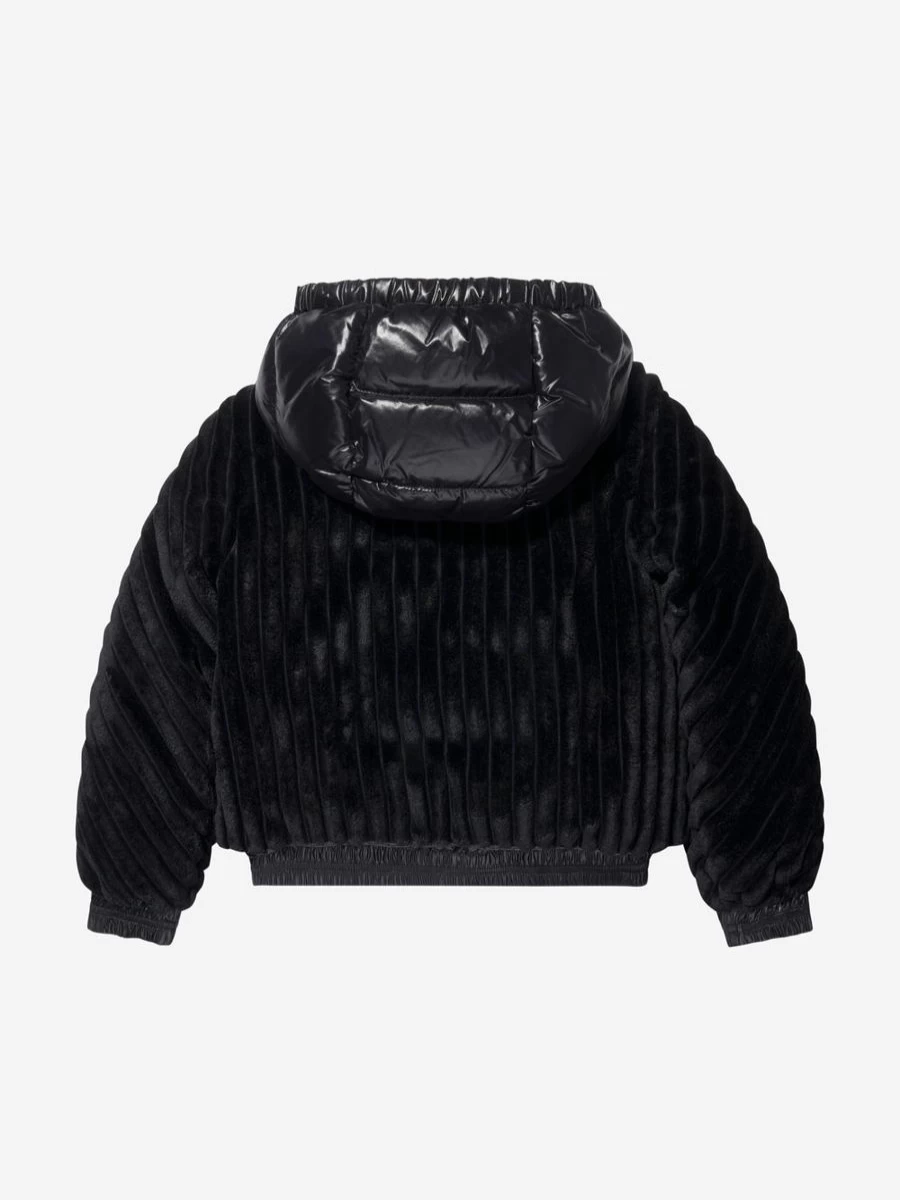 Moncler Enfant Black Down Puffer Jacket for Teen Girls - Warm Winter Coat