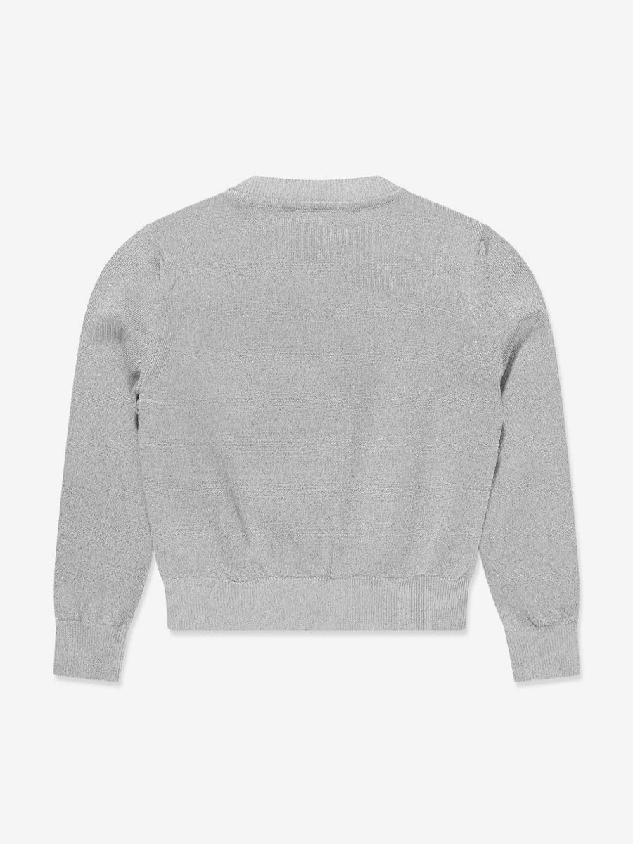 Versace Teen Girls Silver Logo Knitted Sweater Fashion Pullover