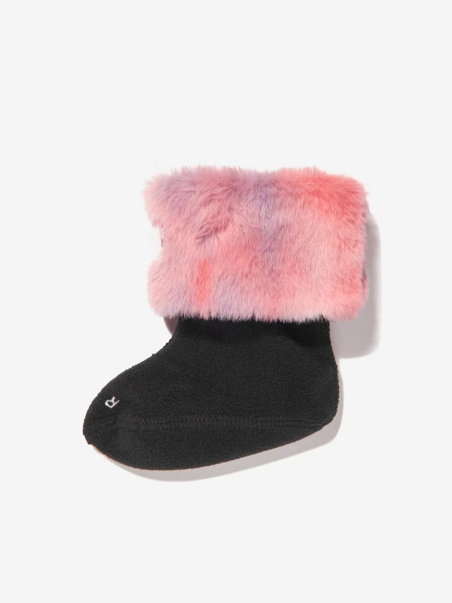 Hunter Girls' Multicolor Faux Fur Boot Socks - Warm Winter Knit Socks for Kids