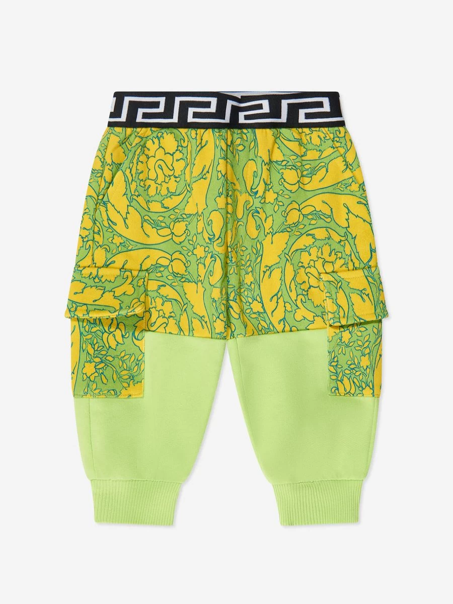 Versace Baby Boys Green Barocco Joggers - Luxury Designer Tracksuit Pants
