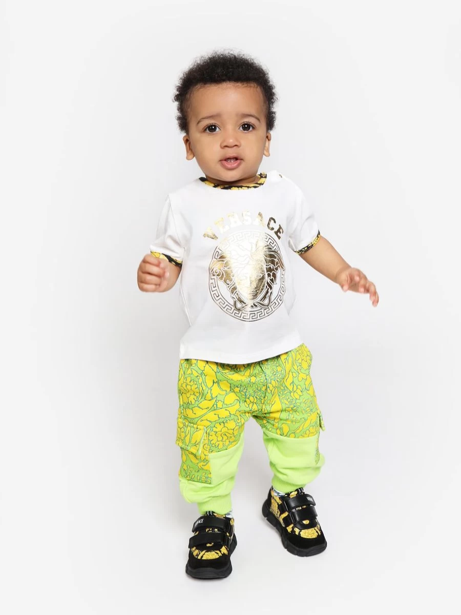 Versace Baby Boys Green Barocco Joggers - Luxury Designer Tracksuit Pants
