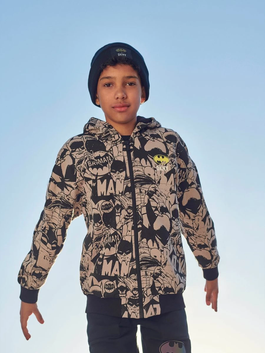 DKNY Girls' Batman Black Zip-Up Hoodie for Kids