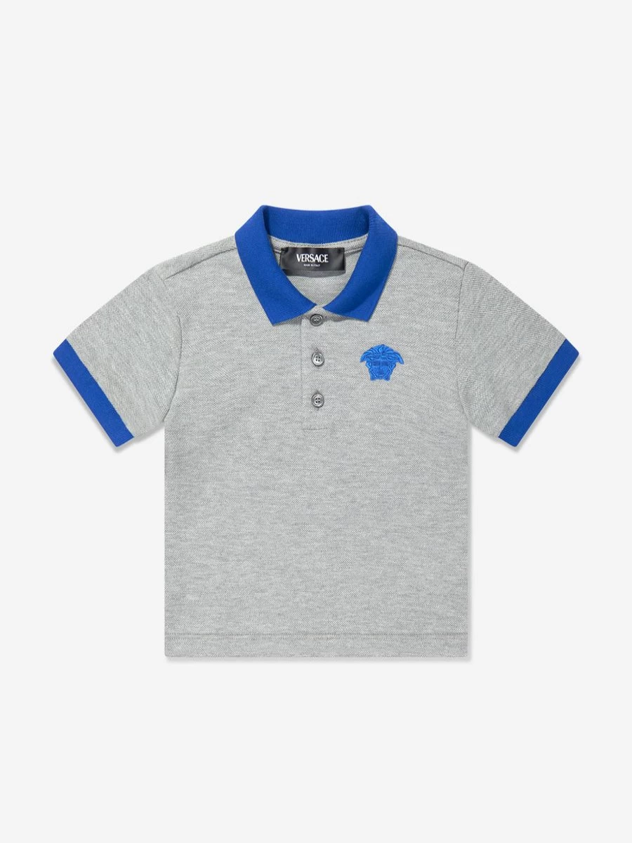 Versace Baby Boys Grey Logo Polo Shirt for Toddlers