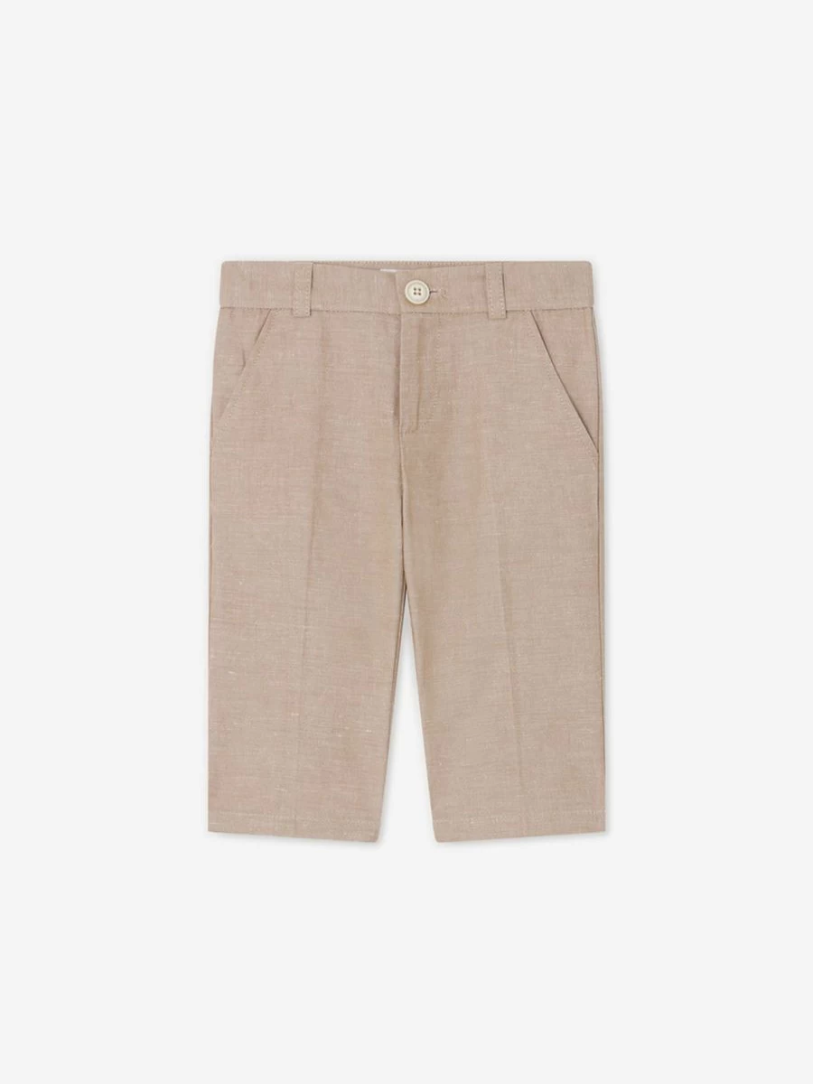 Bonpoint Baby Boys Brown Linen Suit Trousers - Comfortable & Stylish Formal Wear