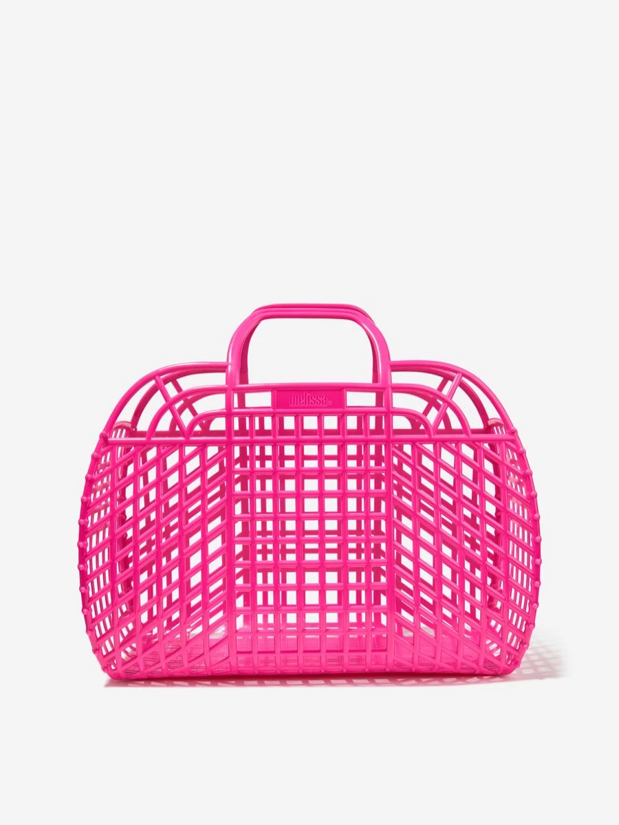 Mini Melissa Pink Refraction Tote Bag for Girls - 39.5x16.5x32.5cm Kids Travel Backpack