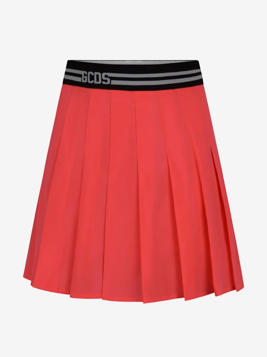 GCDS Mini Girls Neon Nylon Pleated Skirt - Trendy Stretchy High Waist Tennis Skirt for Kids