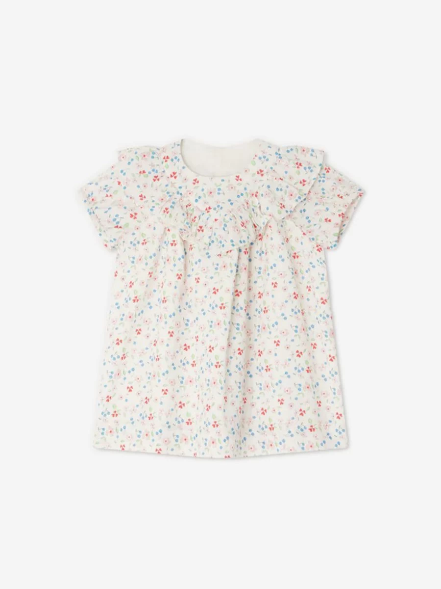 Bonpoint Baby Girls Floral Falbalili Dress - Multicolour Floral Pattern Elegant Outfit