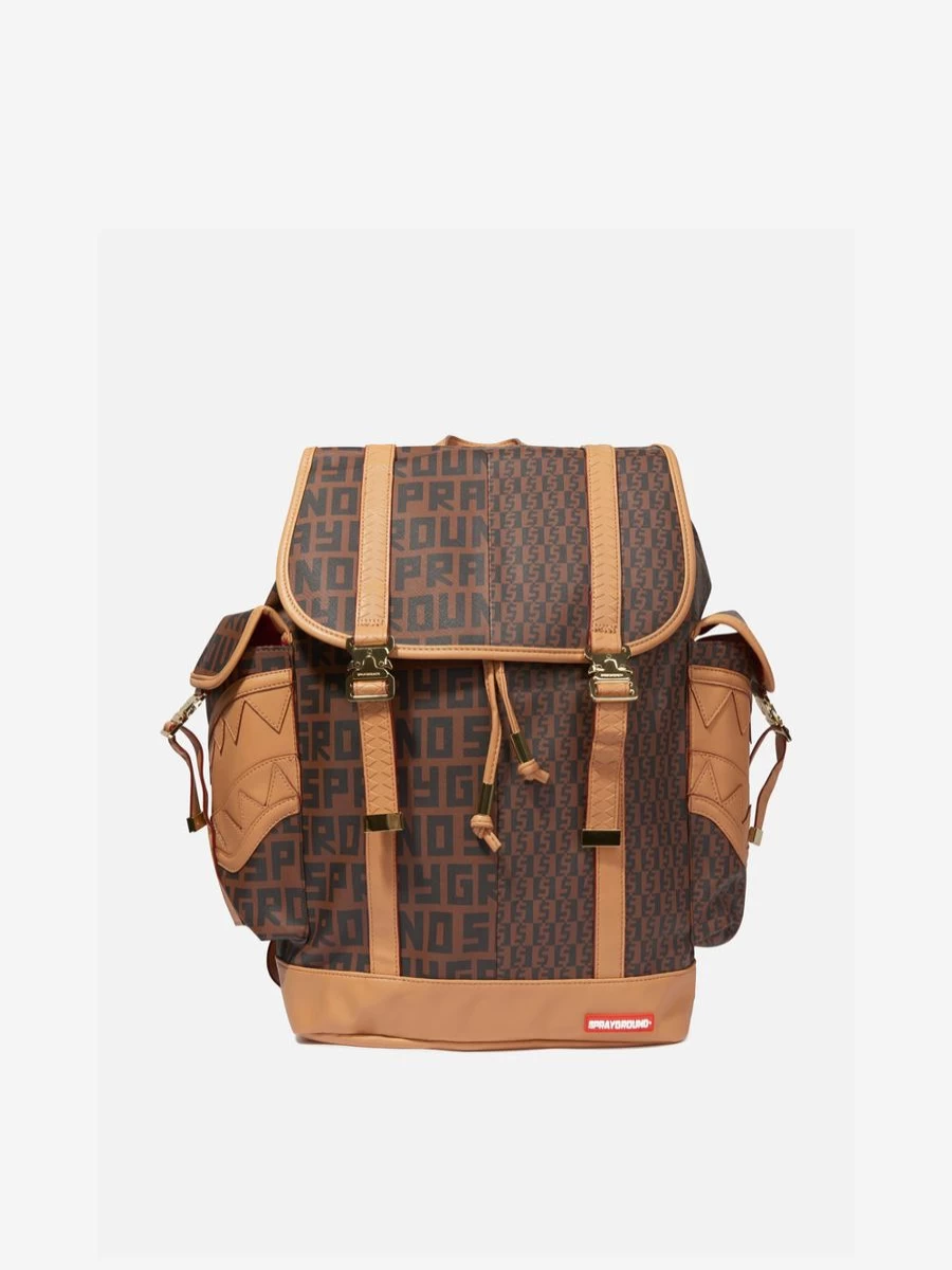 Sprayground Boys Monte Carlo Infiniti Check Brown Backpack for Kids
