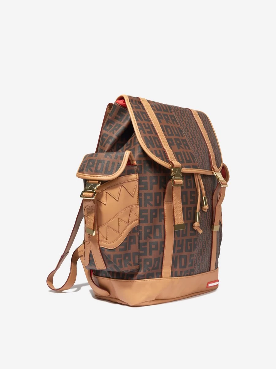 Sprayground Boys Monte Carlo Infiniti Check Brown Backpack for Kids