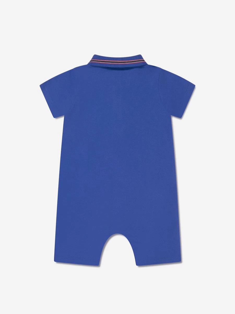 Moncler Enfant Baby Boys Blue Polo Romper - Soft Cotton Summer Outfit