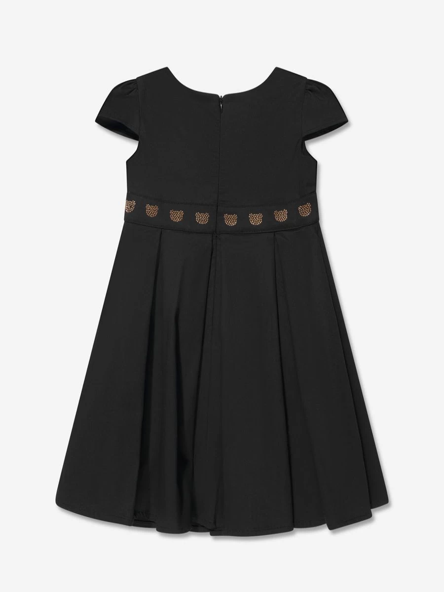 Moschino Kids Black Studded Teddy Logo Dress for Teen Girls