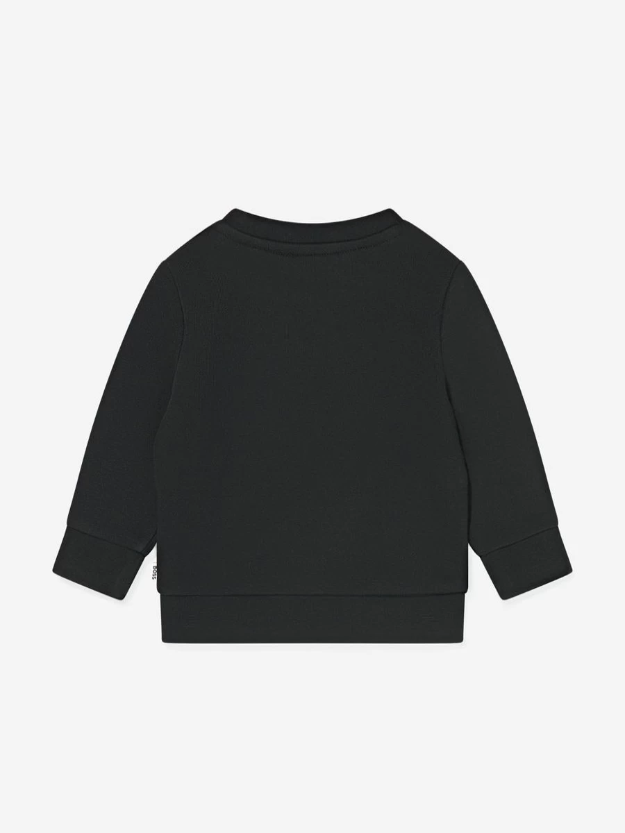 BOSS Baby Boys' Black Logo Sweatshirt - Premium Cotton Hoodie for Infants