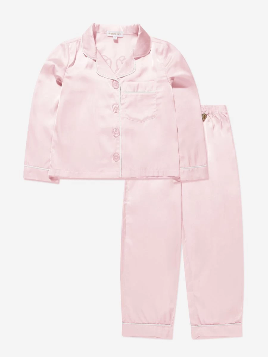 Angels Face Girls Satin Aretha Long Sleeve Pyjamas - Soft Sleepwear for Girls