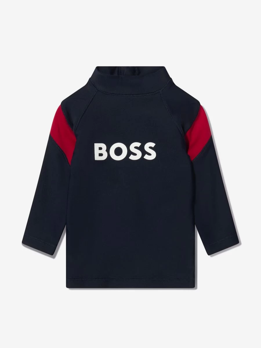 BOSS Baby Boys UV Protection Swim Shirt - Navy Blue Rash Guard for Toddlers