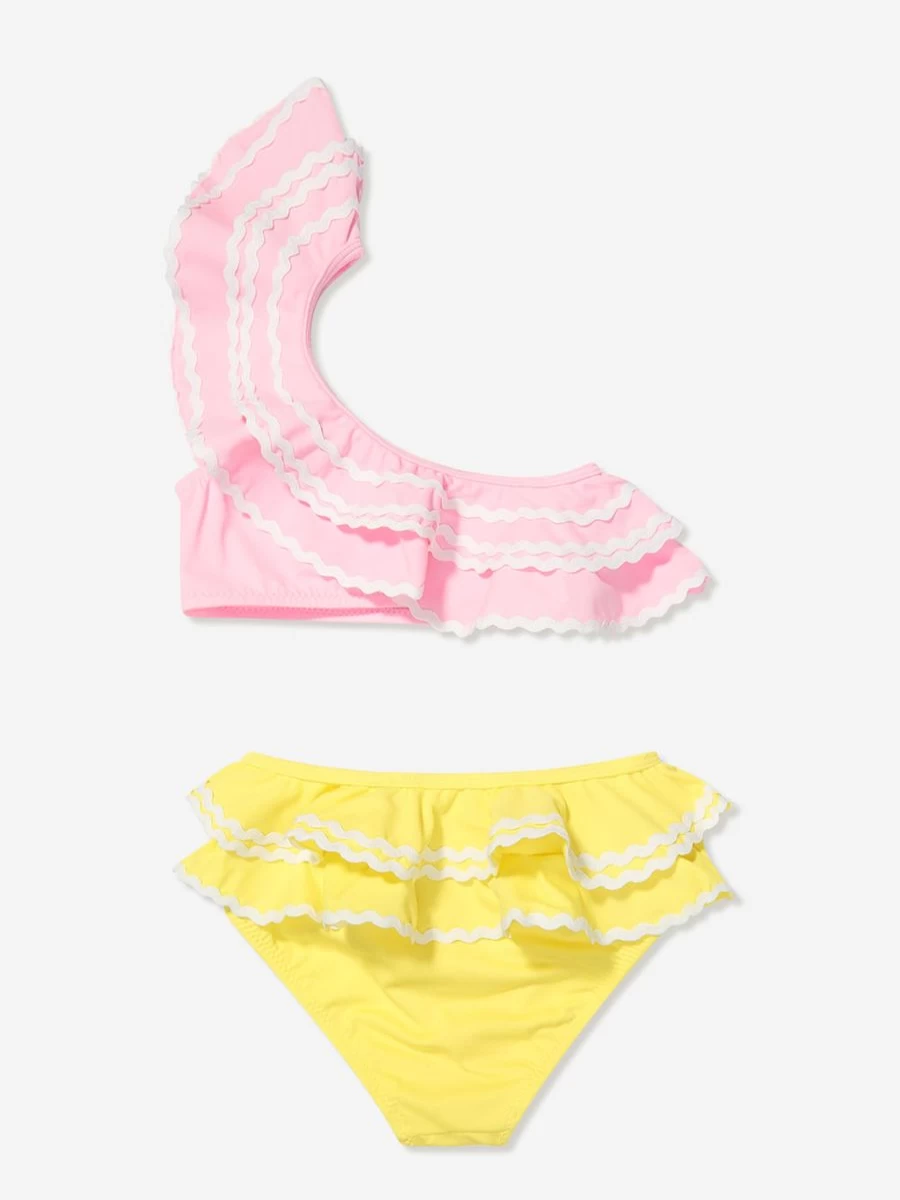 Nessi Byrd Girls One Shoulder Ruffle Bikini Swimwear Multicolor Farah Design