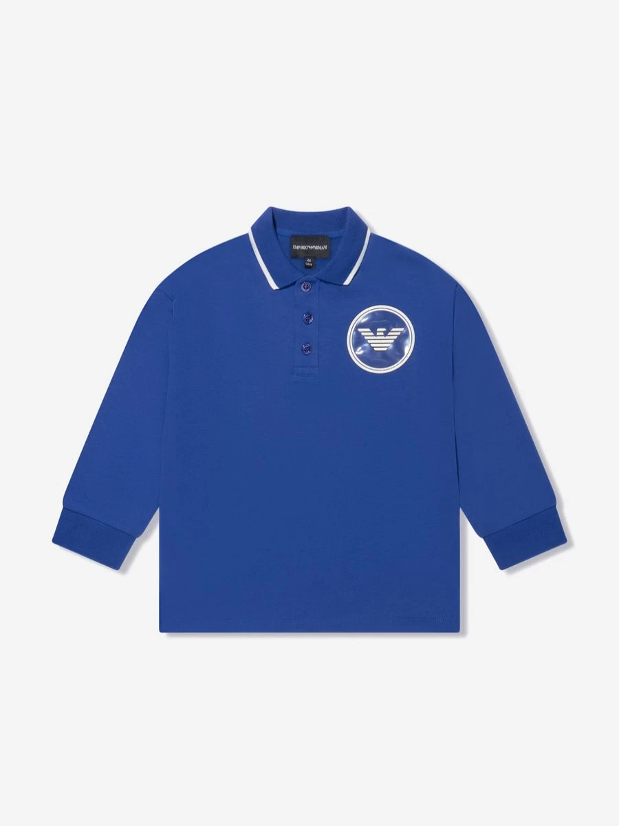 Emporio Armani Teen Boys' Blue Long Sleeve Polo Shirt