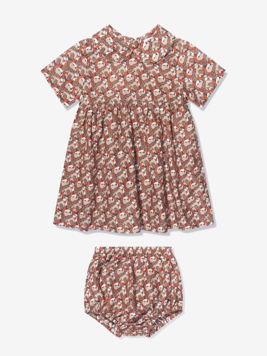 Burberry Kids Baby Girls Beige Geraldine Dress - Elegant Toddler Dress for Special Occasions