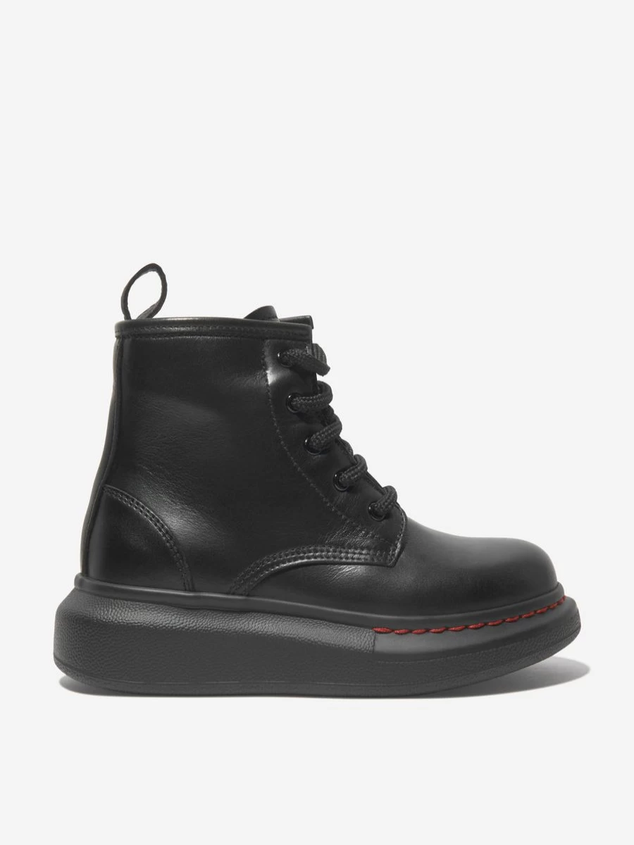 Alexander McQueen Boys' Leather Chunky Sole Lace-Up Boots | Kids' Designer Footwear