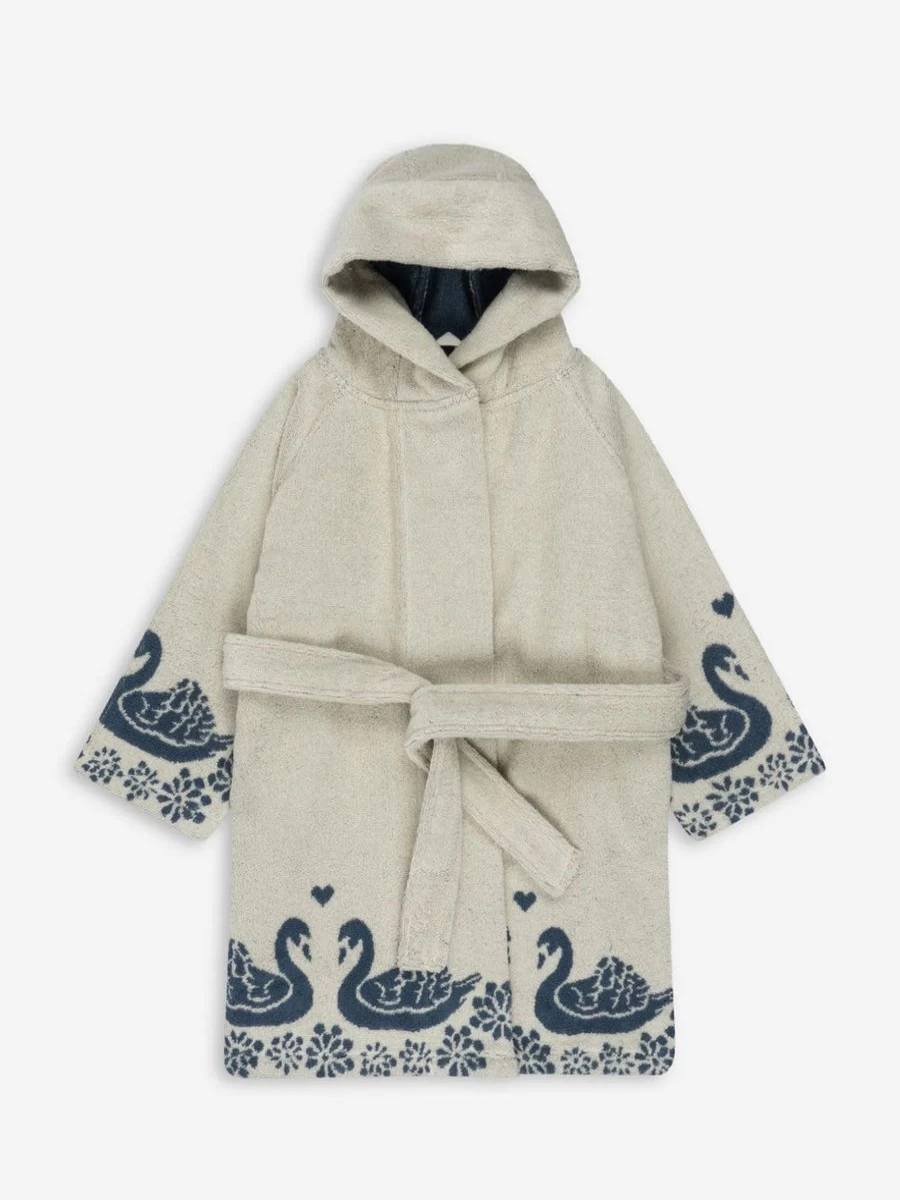 Konges Slojd Boys Blue Swan Terry Bathrobe for Kids