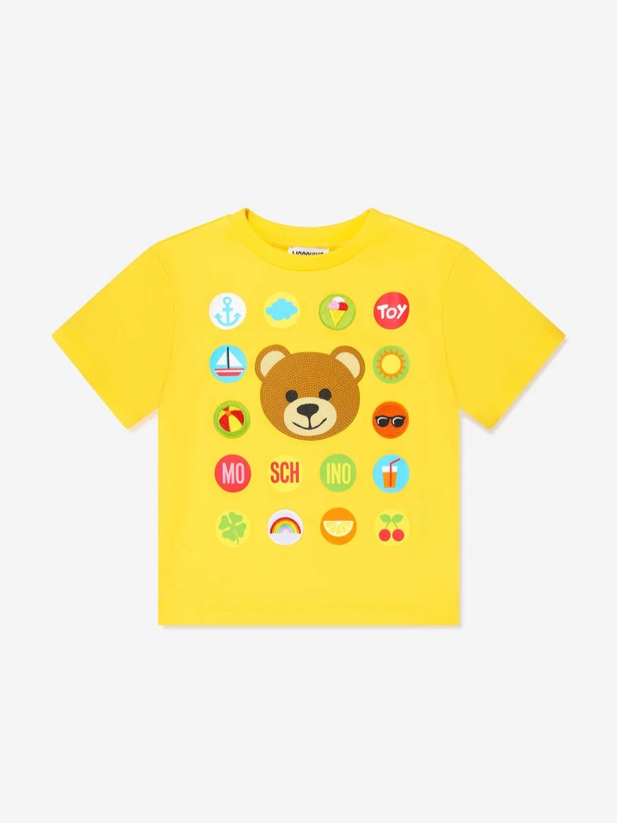 Moschino Kids Yellow Teddy Bear Print T-Shirt for Teens