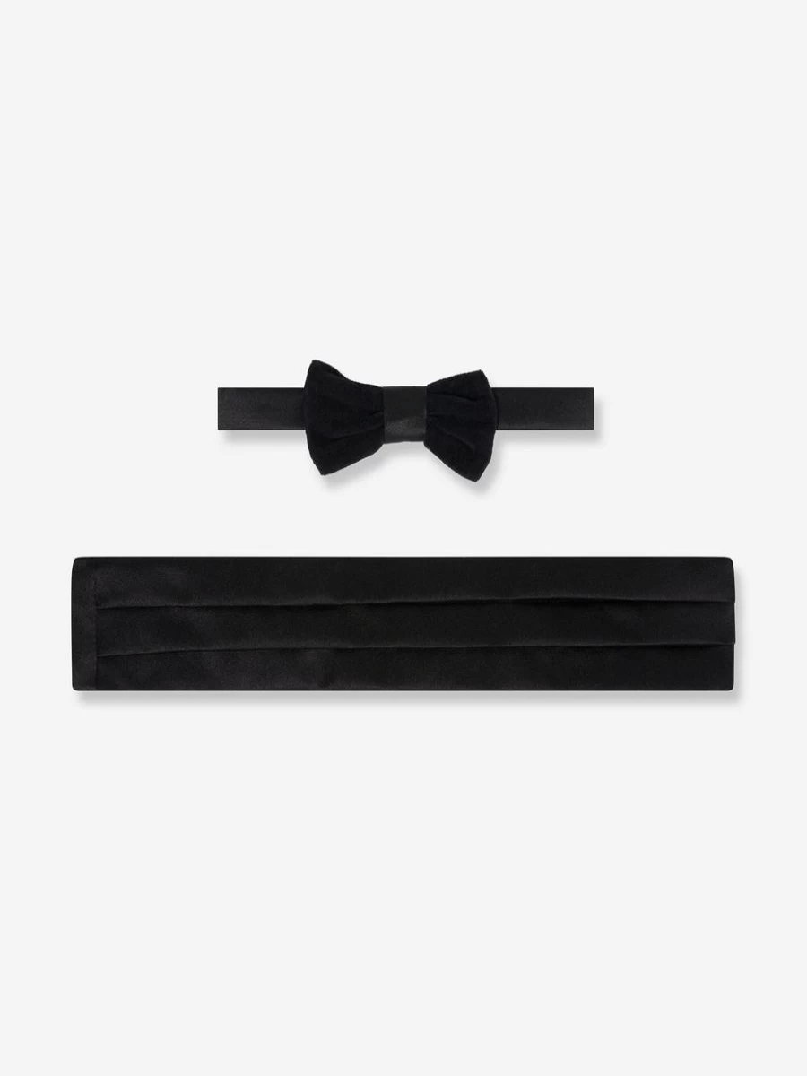 "Patachou Black Velvet Bow Tie for Teen Boys – Elegant Formal Accessory"