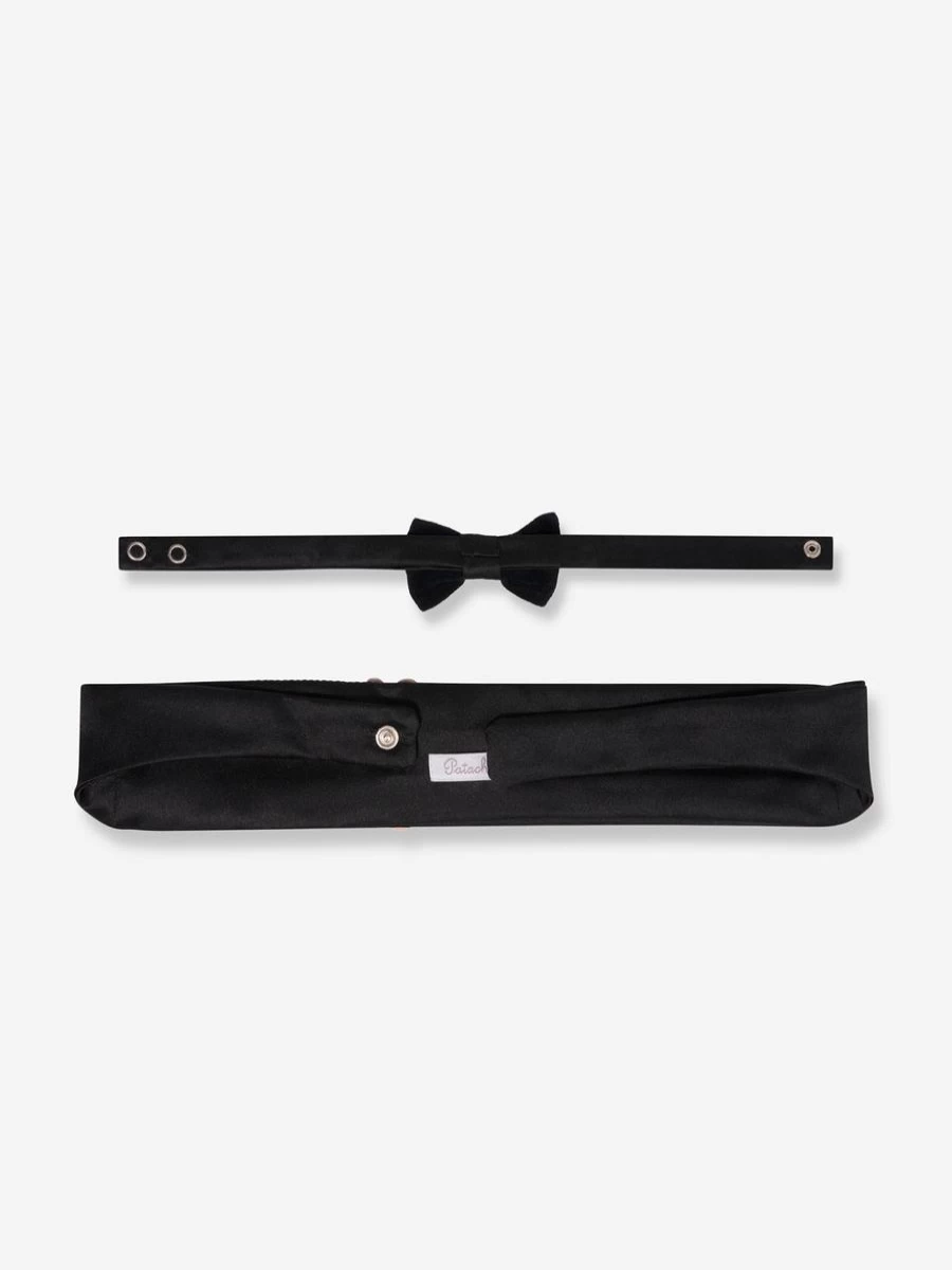 "Patachou Black Velvet Bow Tie for Teen Boys – Elegant Formal Accessory"