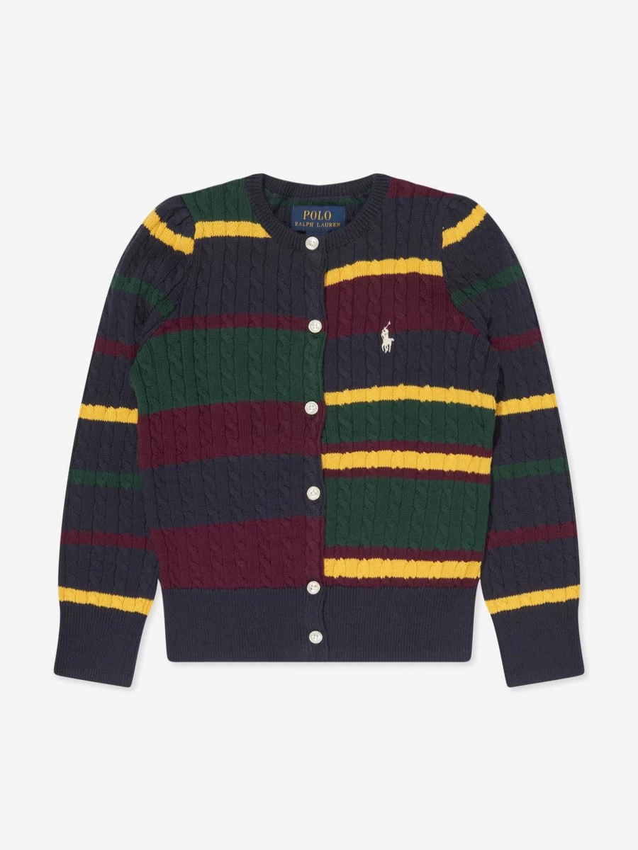 Ralph Lauren Kids Girls Navy Cable Knit Cardigan Sweater