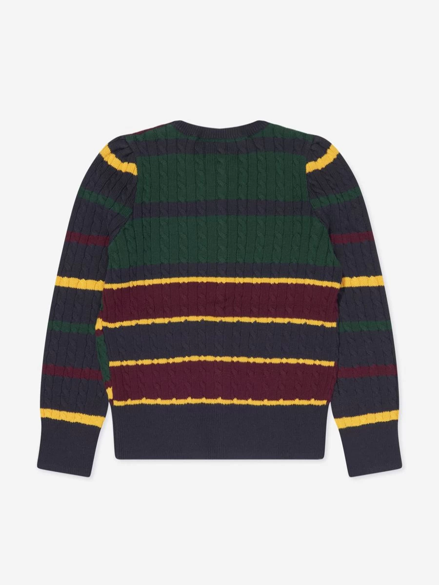 Ralph Lauren Kids Girls Navy Cable Knit Cardigan Sweater