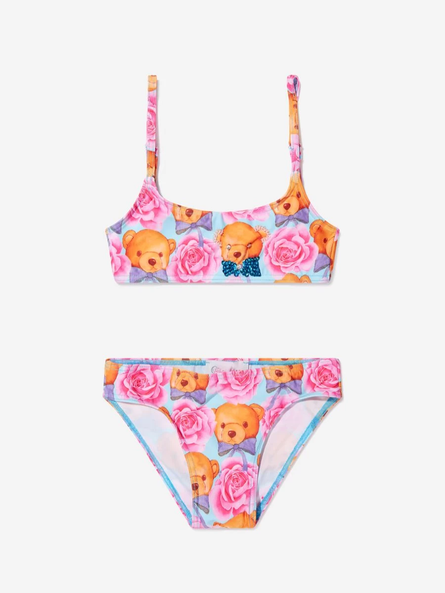 "Selini Action Baby Girls Blue Teddy & Rose Bandeau Bikini Swimwear"