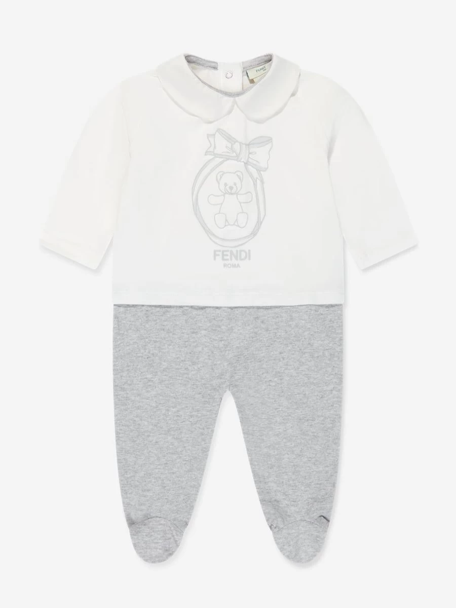 Fendi Kids Baby Boys Logo White Babygrow Gift Set