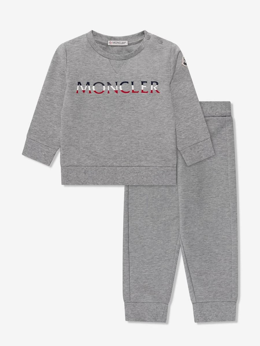 Moncler Enfant Baby Boys Grey Logo Tracksuit - Stylish & Comfortable Outfit