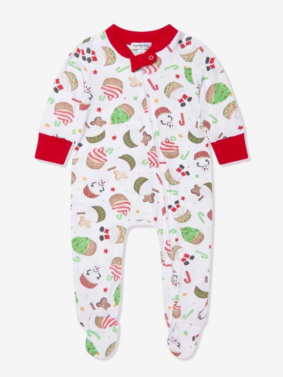 Magnolia Baby Girls' Festive Cupcakes White Zipper Babygrow - Adorable Newborn Outfit