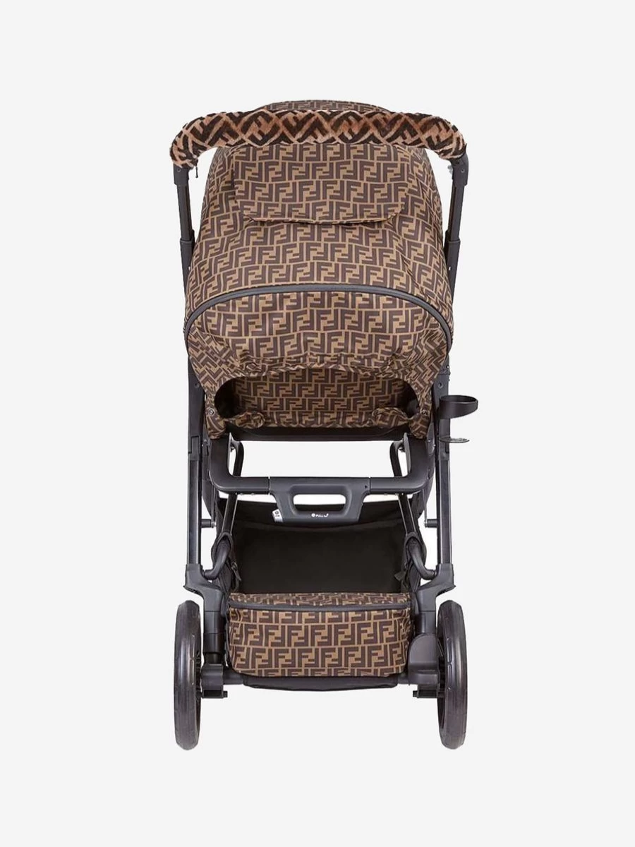 Fendi Kids Baby Stroller in Brown with FF Logo - Luxury Infant Pushchair