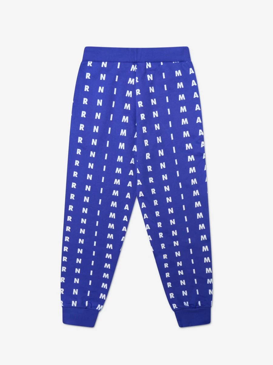 MARNI KIDS Boys Blue Logo Print Joggers - Stylish Comfort Pants for Active Boys