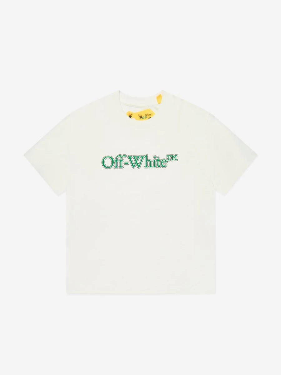 Off-White Teen Boys' Big Bookish Graphic White T-Shirt