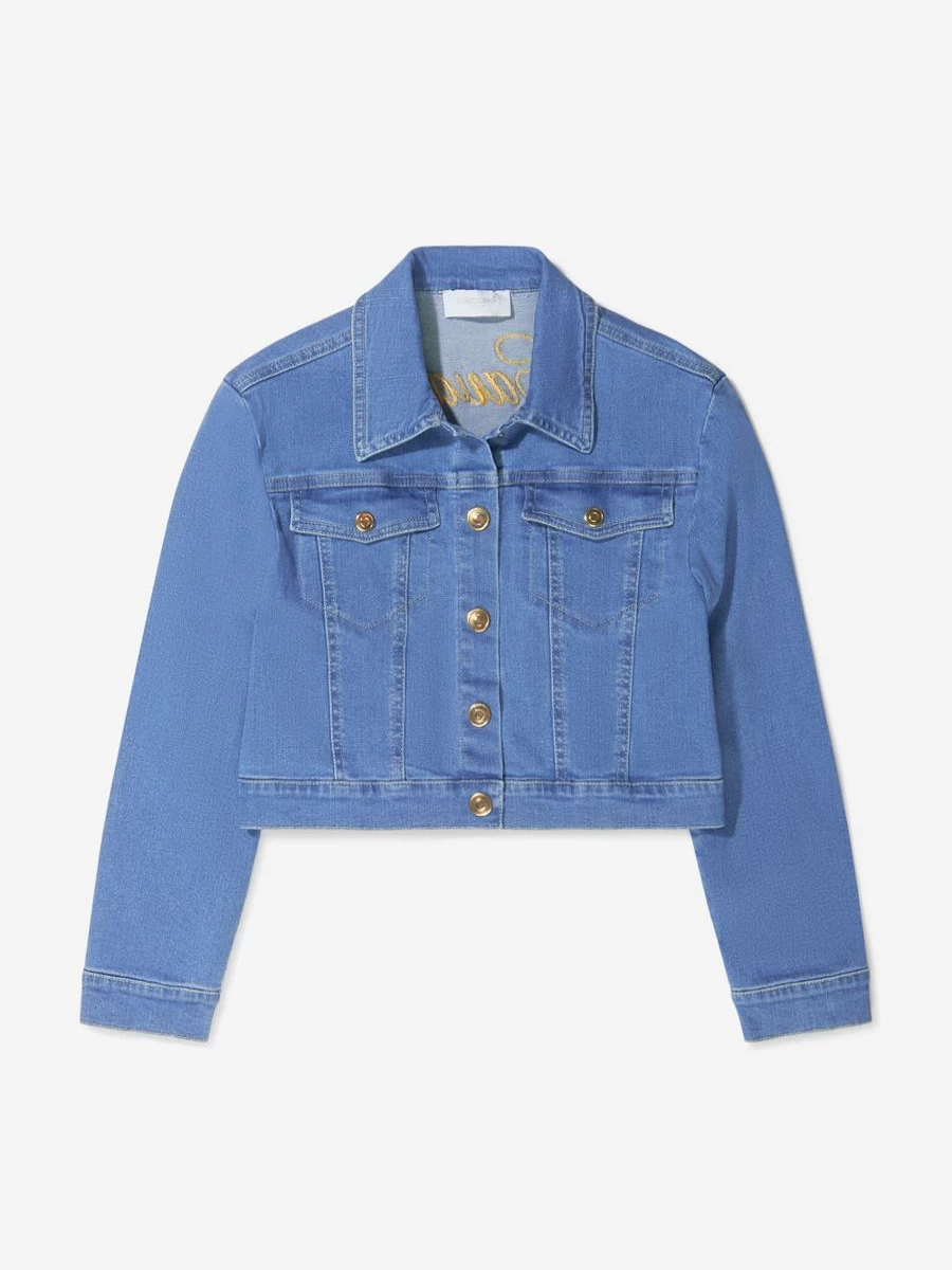 Roberto Cavalli Girls Denim Jacket - Cotton Casual Jean Jacket for Kids