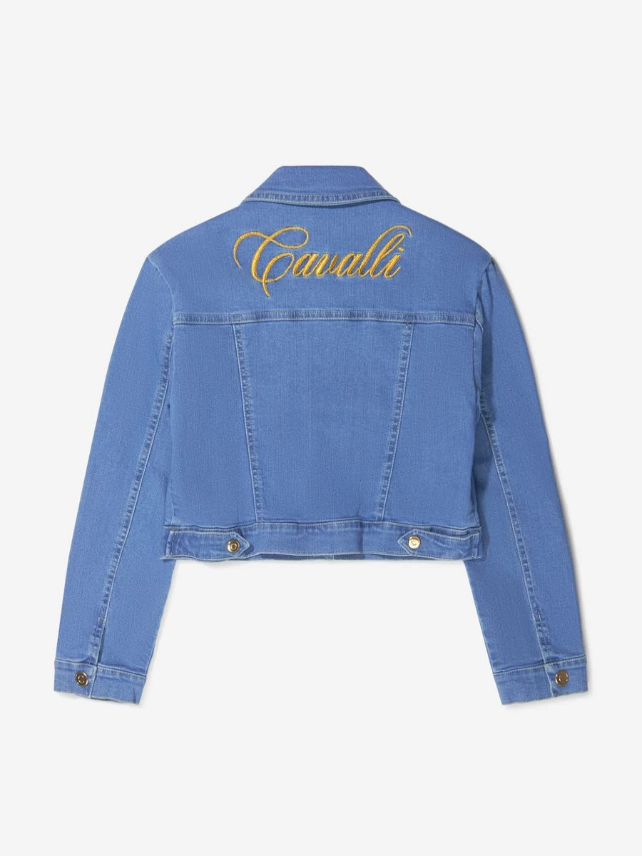 Roberto Cavalli Girls Denim Jacket - Cotton Casual Jean Jacket for Kids